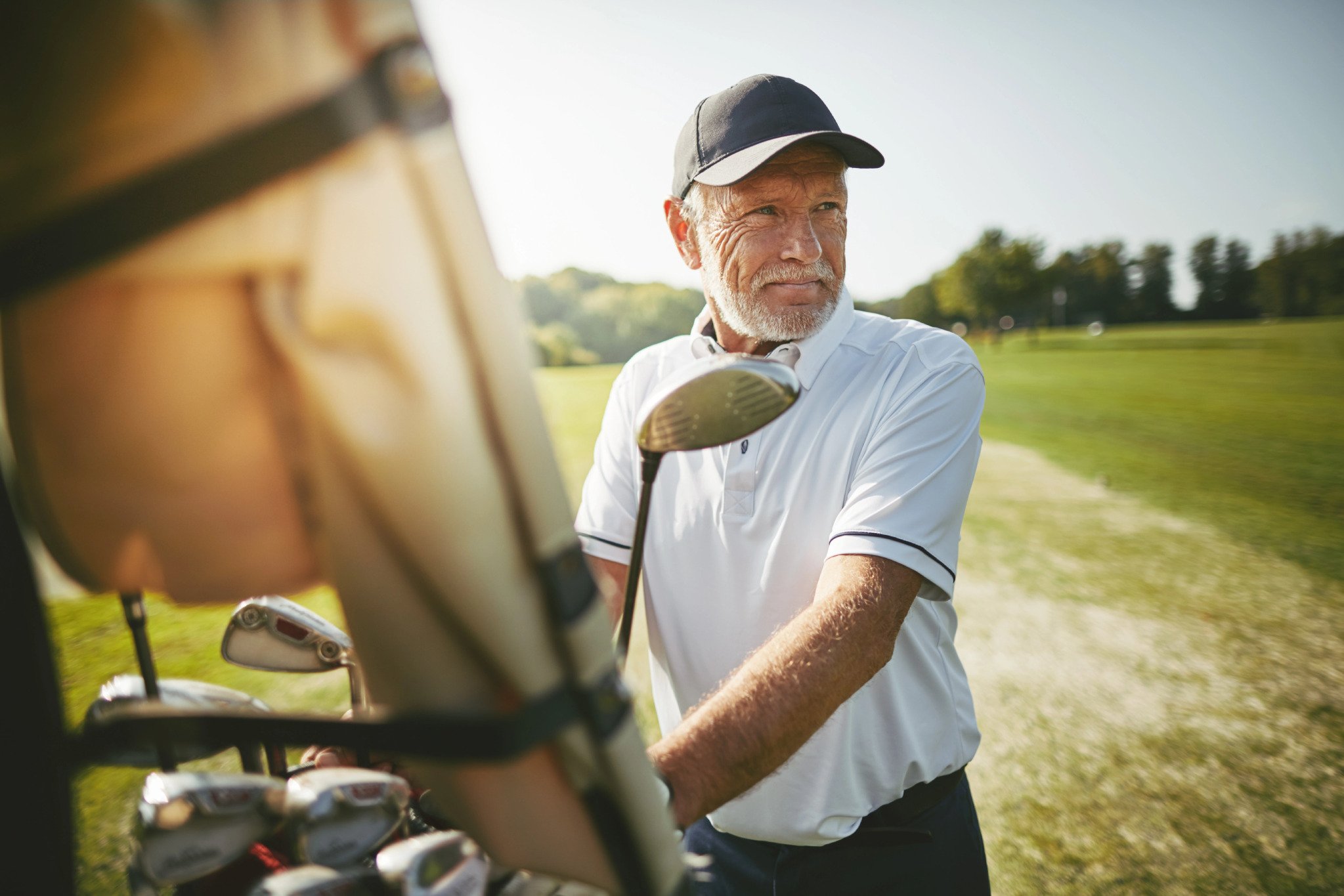 old man in a golf course