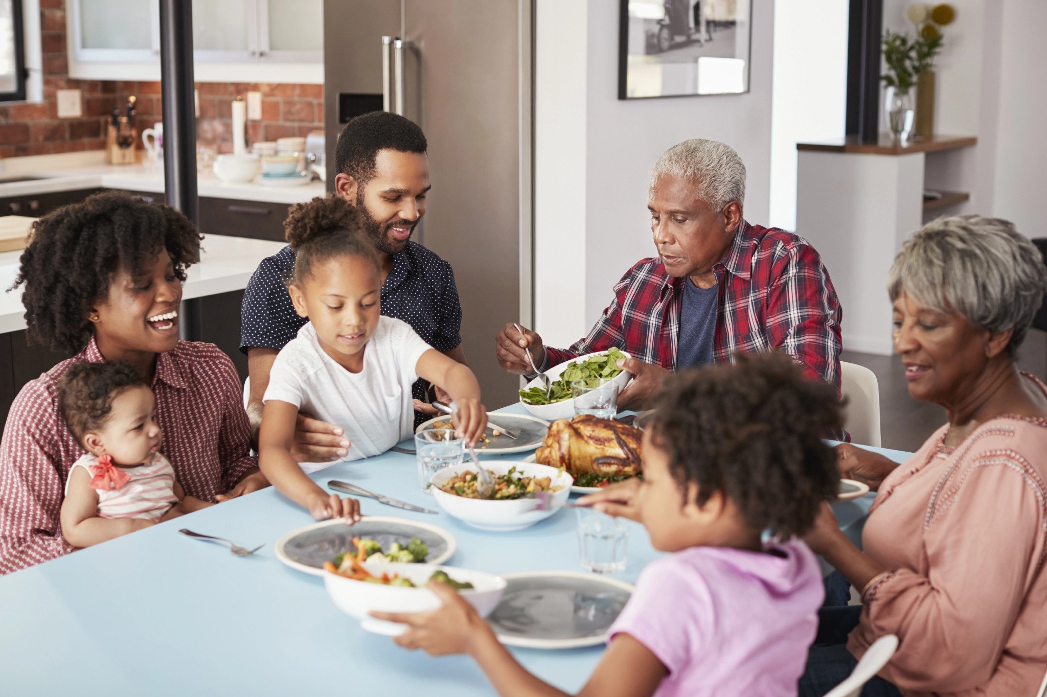 family eating together